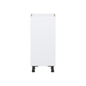 Lily Bright White  Slab Assembled Shallow Base Cabinet with a Full High Door and 3 Inner Drawers (15 in. W x 34.5 in. H x 14 in. D)