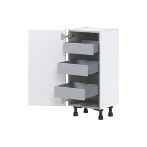 Lily Bright White  Slab Assembled Shallow Base Cabinet with a Full High Door and 3 Inner Drawers (15 in. W x 34.5 in. H x 14 in. D)