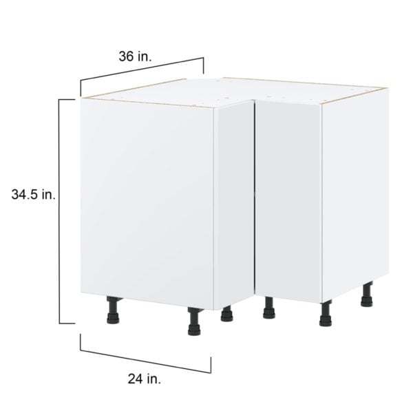 Lily Bright White  Slab Assembled Base Corner  Cabinet (36 in. W x 34.5 in. H x 24 in. D)