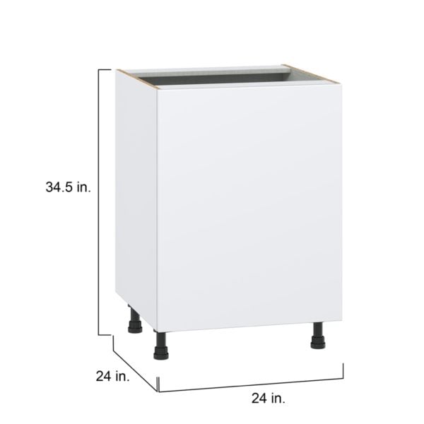 Lily Bright White  Slab Assembled Sink Base Cabinet with a Full High Door (24 in. W x 34.5 in. H x 24 in. D)