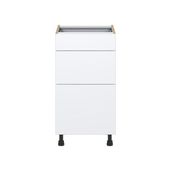 Lily Bright White  Slab Assembled Base Cabinet with 3 Drawers (18 in. W x 34.5 in. H x 24 in. D)