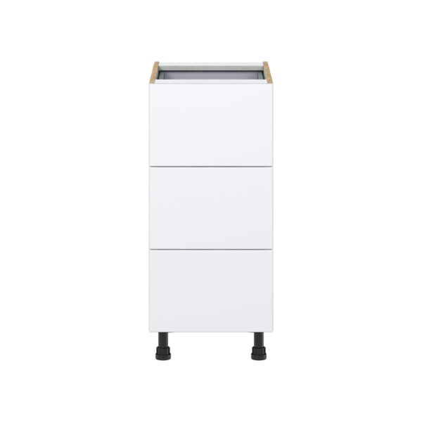 Lily Bright White  Slab Assembled Base Cabinet with Three 10 in. Drawers and 1 Inner Drawer (15 in. W x 34.5 in. H x 24 in. D)