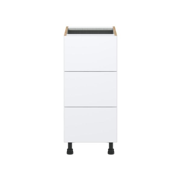 Lily Bright White  Slab Assembled Base Cabinet with Three 10 in. Drawers (15 in. W x 34.5 in. H x 24 in. D)