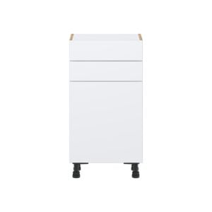 Lily Bright White  Slab Assembled Shallow Base Cabinet with 1 Door and Two 10 in. Drawers (18 in. W x 34.5 in. H x 14 in. D)