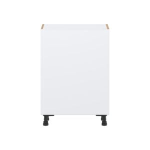 Lily Bright White  Slab Assembled Shallow Base Cabinet with a Full High Door and 3 Inner Drawers (24 in. W x 34.5 in. H x 14 in. D)