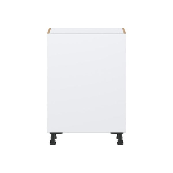 Lily Bright White  Slab Assembled Shallow Base Cabinet with a Full High Door and 3 Inner Drawers (24 in. W x 34.5 in. H x 14 in. D)