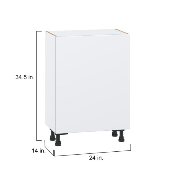 Lily Bright White  Slab Assembled Shallow Base Cabinet with a Full High Door and 3 Inner Drawers (24 in. W x 34.5 in. H x 14 in. D)