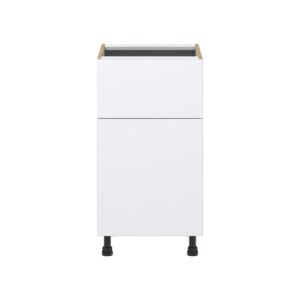 Lily Bright White  Slab Assembled Base Cabinet with 1 Door and 10 in. Drawer (18 in. W x 34.5 in. H x 24 in. D)