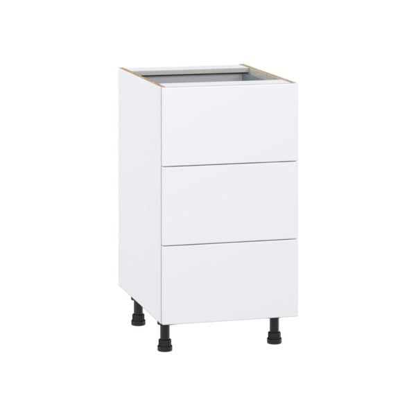 Lily Bright White  Slab Assembled Base Cabinet with Three 10 in. Drawers and 1 Inner Drawer (18 in. W x 34.5 in. H x 24 in. D)