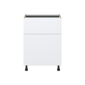 Lily Bright White  Slab Assembled Base Cabinet with 1 Door and 10 in. Drawer (24 in. W x 34.5 in. H x 24 in. D)