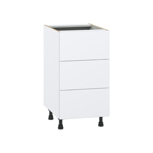 Lily Bright White  Slab Assembled Base Cabinet with Three 10 in. Drawers (18 in. W x 34.5 in. H x 24 in. D)