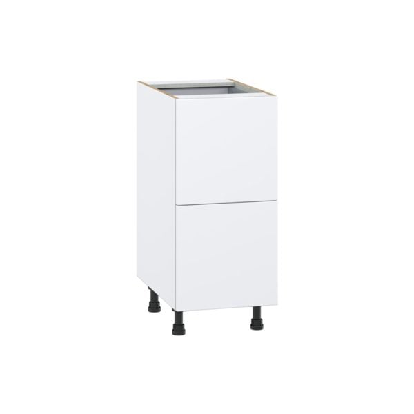 Lily Bright White  Slab Assembled Base Cabinet with 2 Drawers and 1 Inner Drawer (15 in. W x 34.5 in. H x 24 in. D)