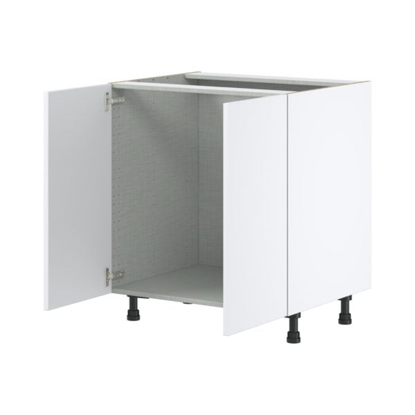 Lily Bright White  Slab Assembled Sink Base Cabinet with 2 Full High Doors (30 in. W x 34.5 in. H x 24 in.D)