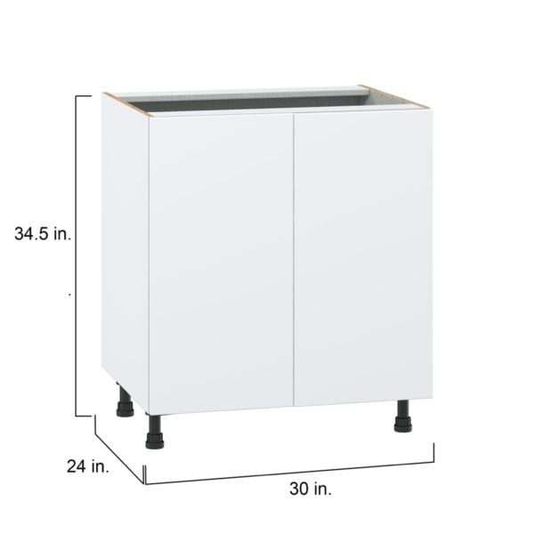 Lily Bright White  Slab Assembled Sink Base Cabinet with 2 Full High Doors (30 in. W x 34.5 in. H x 24 in.D)