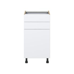 Lily Bright White  Slab Assembled Base Cabinet with 1 Door and Two 5 in. Drawers (18 in. W x 34.5 in. H x 24 in. D)