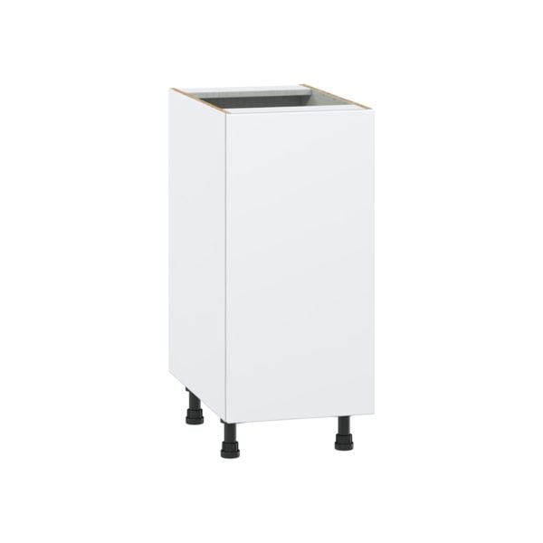 Lily Bright White  Slab Assembled Base Cabinet with a Full High Door (15 in. W x 34.5 in. H x 24 in. D)