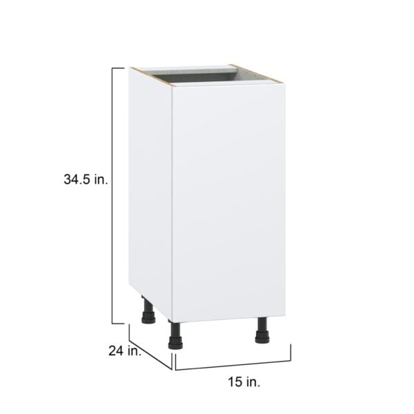 Lily Bright White  Slab Assembled Base Cabinet with a Full High Door (15 in. W x 34.5 in. H x 24 in. D)