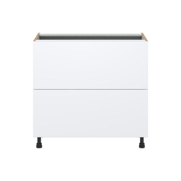 Lily Bright White  Slab Assembled Base Cabinet with 2 Drawers (36 in. W x 34.5 in. H x 24 in. D)