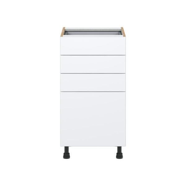 Lily Bright White  Slab Assembled Base Cabinet with 4 Drawers (18 in. W x 34.5 in. H x 24 in. D)