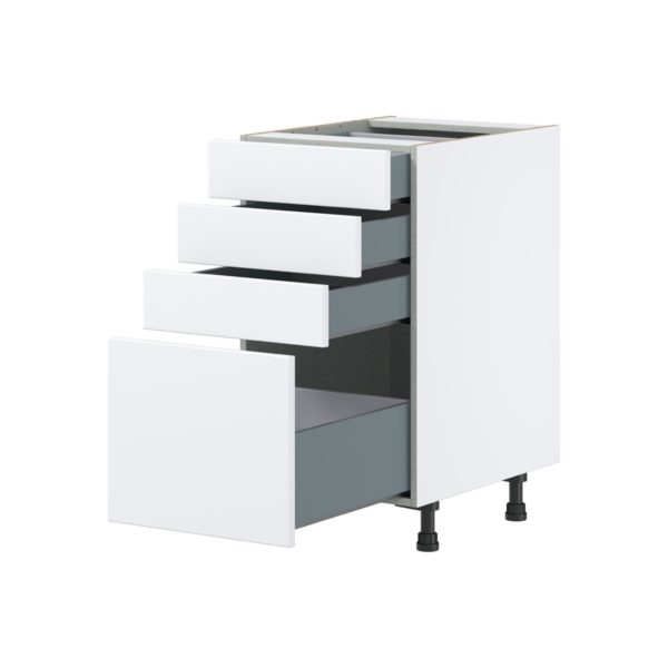 Lily Bright White  Slab Assembled Base Cabinet with 4 Drawers (18 in. W x 34.5 in. H x 24 in. D)