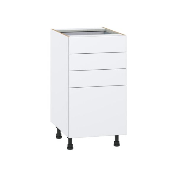 Lily Bright White  Slab Assembled Base Cabinet with 4 Drawers (18 in. W x 34.5 in. H x 24 in. D)