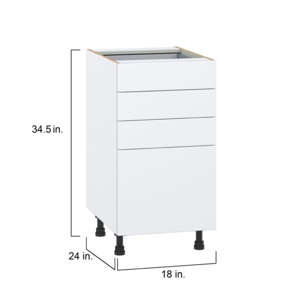 Lily Bright White  Slab Assembled Base Cabinet with 4 Drawers (18 in. W x 34.5 in. H x 24 in. D)