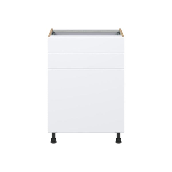 Lily Bright White  Slab Assembled Base Cabinet with 1 Door and Two 5 in. Drawers (24 in. W x 34.5 in. H x 24 in. D)