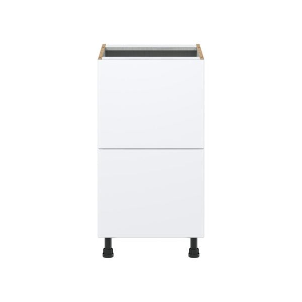 Lily Bright White  Slab Assembled Base Cabinet with 2 Drawers (18 in. W x 34.5 in. H x 24 in. D)