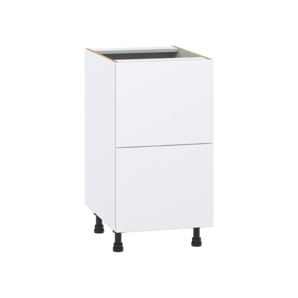 Lily Bright White  Slab Assembled Base Cabinet with 2 Drawers (18 in. W x 34.5 in. H x 24 in. D)