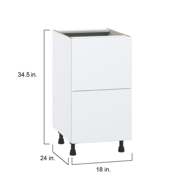 Lily Bright White  Slab Assembled Base Cabinet with 2 Drawers (18 in. W x 34.5 in. H x 24 in. D)