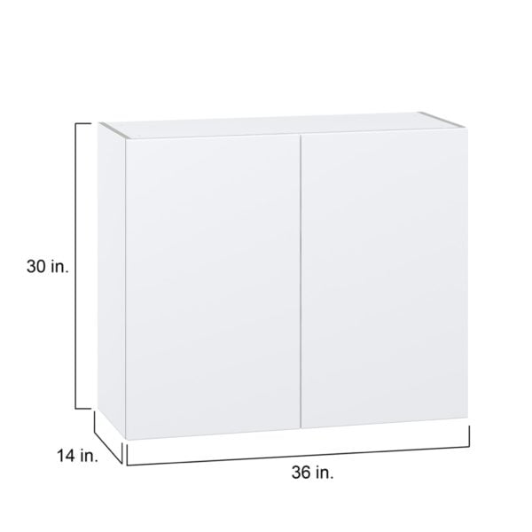 Lily Bright White  Slab Assembled Wall  Cabinet with 2 Full High Doors (36 in. W x 30 in. H x 14 in. D)