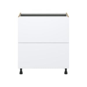 Lily Bright White  Slab Assembled Base Cabinet with 2 Drawers (30 in. W x 34.5 in. H x 24 in. D)