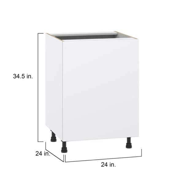 Lily Bright White  Slab Assembled Base Cabinet with a Full High Door and 3 Inner Drawers (24 in. W x 34.5 in. H x 24 in. D)