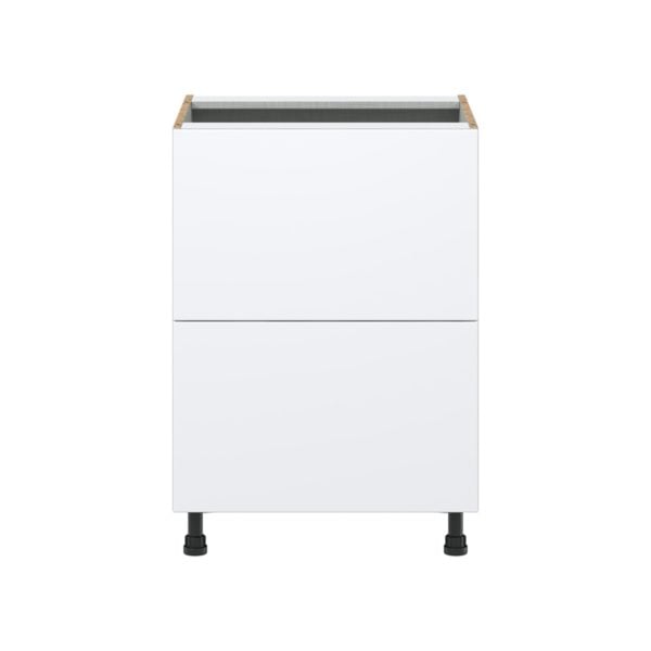 Lily Bright White  Slab Assembled Base Cabinet with 2 Drawers (24 in. W x 34.5 in. H x 24 in. D)