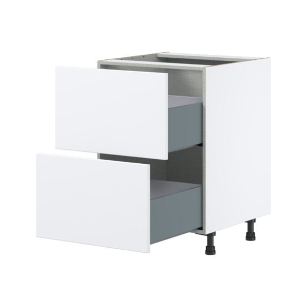 Lily Bright White  Slab Assembled Base Cabinet with 2 Drawers (24 in. W x 34.5 in. H x 24 in. D)