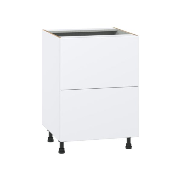 Lily Bright White  Slab Assembled Base Cabinet with 2 Drawers (24 in. W x 34.5 in. H x 24 in. D)