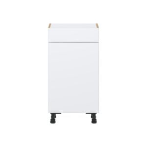 Lily Bright White  Slab Assembled Shallow Base Cabinet with 1 Door and 1 Drawer (18 in. W x 34.5 in. H x 14 in. D)