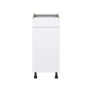 Lily Bright White  Slab Assembled Base Cabinet with 1 Door and 1 Drawer (15 in. W x 34.5 in. H x 24 in. D)