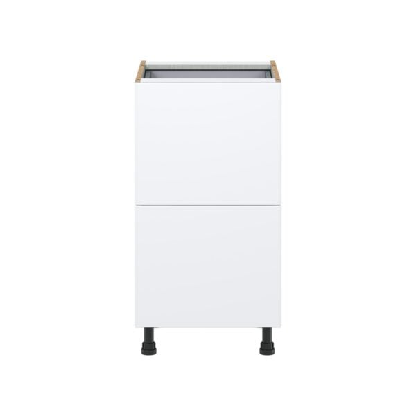 Lily Bright White  Slab Assembled Base Cabinet with 2 Drawers and 1 Inner Drawer (18 in. W x 34.5 in. H x 24 in. D)