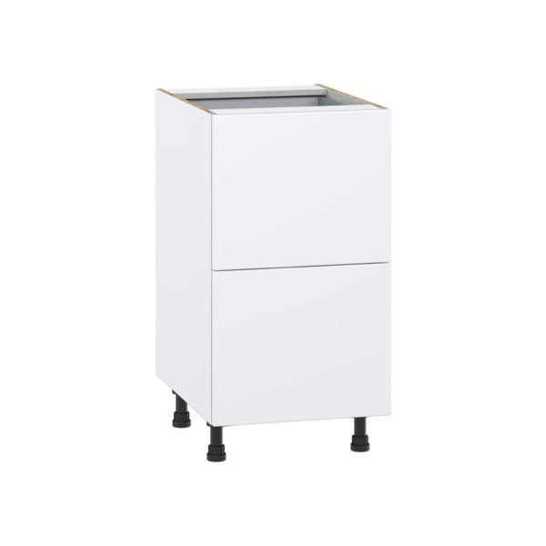 Lily Bright White  Slab Assembled Base Cabinet with 2 Drawers and 1 Inner Drawer (18 in. W x 34.5 in. H x 24 in. D)