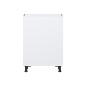 Lily Bright White  Slab Assembled Shallow Base Cabinet with a Full High Door (24 in. W x 34.5 in. H x 14 in. D)