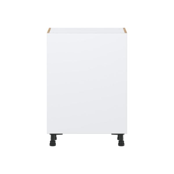 Lily Bright White  Slab Assembled Shallow Base Cabinet with a Full High Door (24 in. W x 34.5 in. H x 14 in. D)