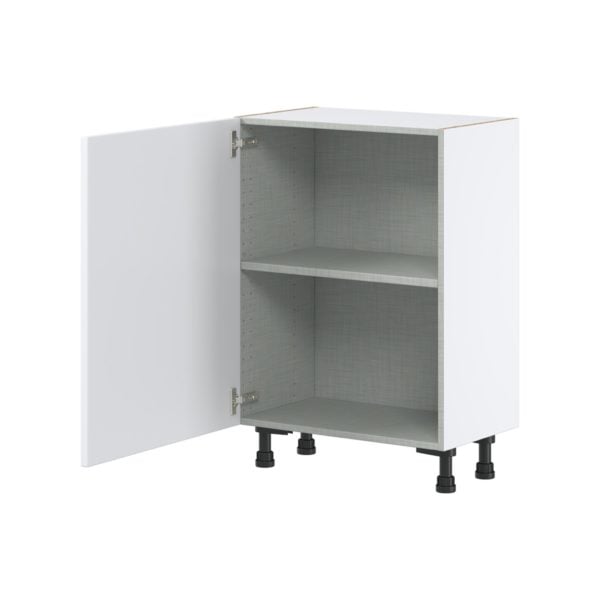 Lily Bright White  Slab Assembled Shallow Base Cabinet with a Full High Door (24 in. W x 34.5 in. H x 14 in. D)