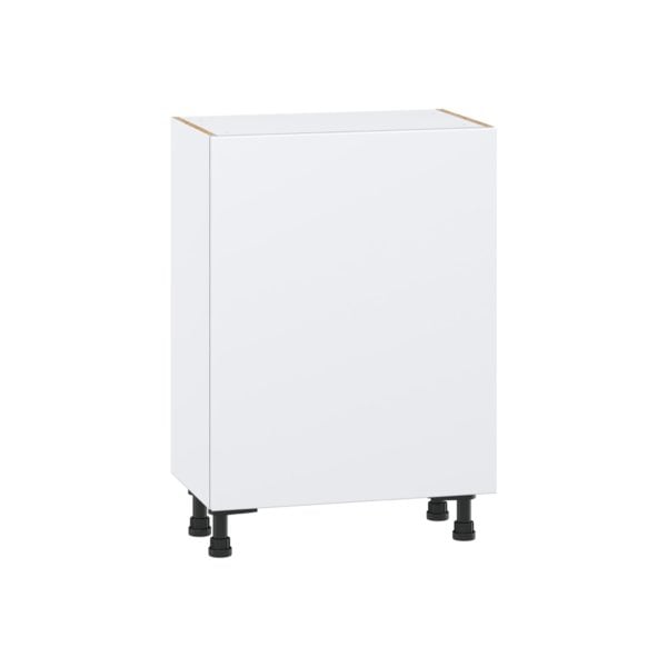 Lily Bright White  Slab Assembled Shallow Base Cabinet with a Full High Door (24 in. W x 34.5 in. H x 14 in. D)