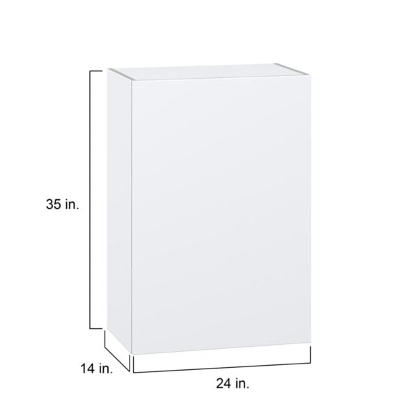 Lily Bright White  Slab Assembled Wall  Cabinet with Full High Door (24 in. W x 35 in. H x 14 in. D)