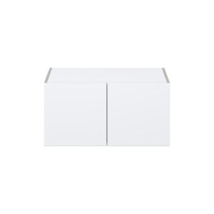 Lily Bright White  Slab Assembled Deep Wall Bridge Cabinet (30 in. W X 15 in. H X 24 in. D)