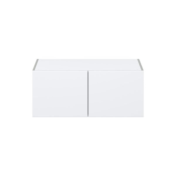 Lily Bright White  Slab Assembled Deep Wall Bridge  Cabinet (36 in. W X 15 in. H X 24 in. D)