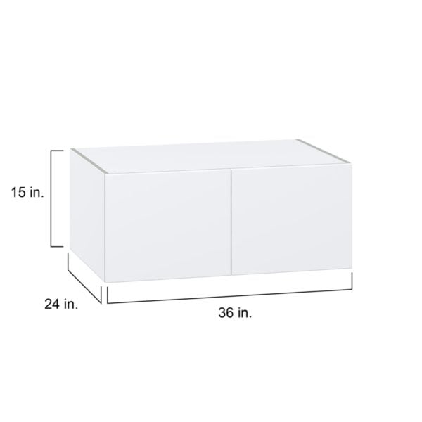 Lily Bright White  Slab Assembled Deep Wall Bridge  Cabinet (36 in. W X 15 in. H X 24 in. D)