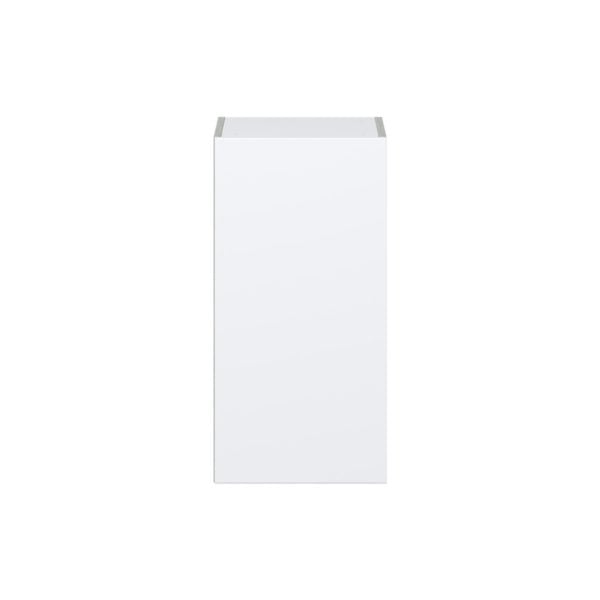 Lily Bright White  Slab Assembled Wall  Cabinet with Full High Door (15 in. W x 30 in. H x 14 in. D)