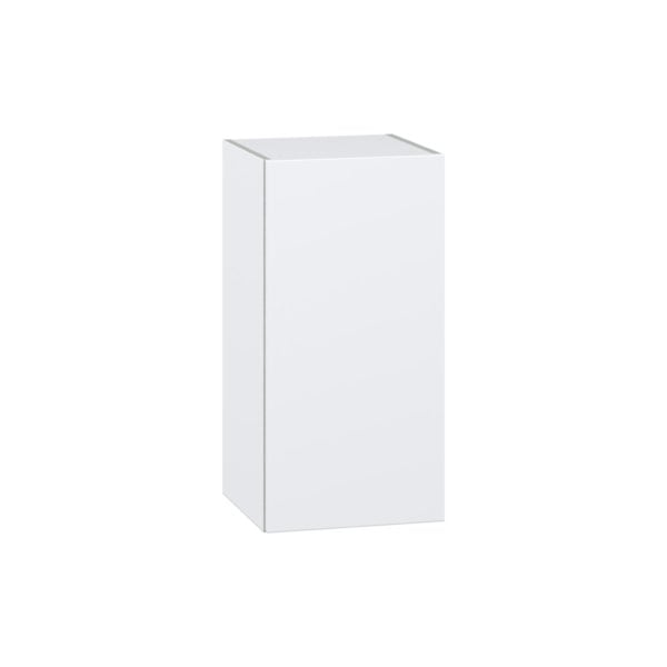 Lily Bright White  Slab Assembled Wall  Cabinet with Full High Door (15 in. W x 30 in. H x 14 in. D)